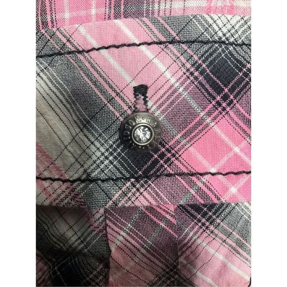 Harley Davidson size Medium pink plaid button top - Picture 5 of 12